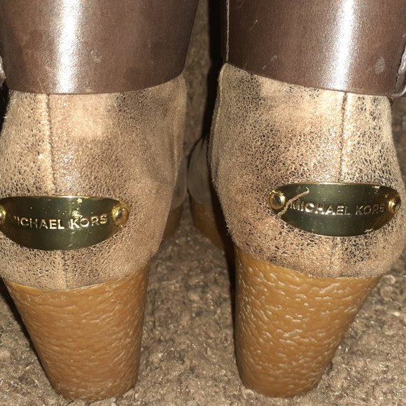 MICHAEL KORS-Lizzie Bootie-Distressed Brown Leather/Suede/Fur-Sz 8-Near Mint - Picture 7 of 9